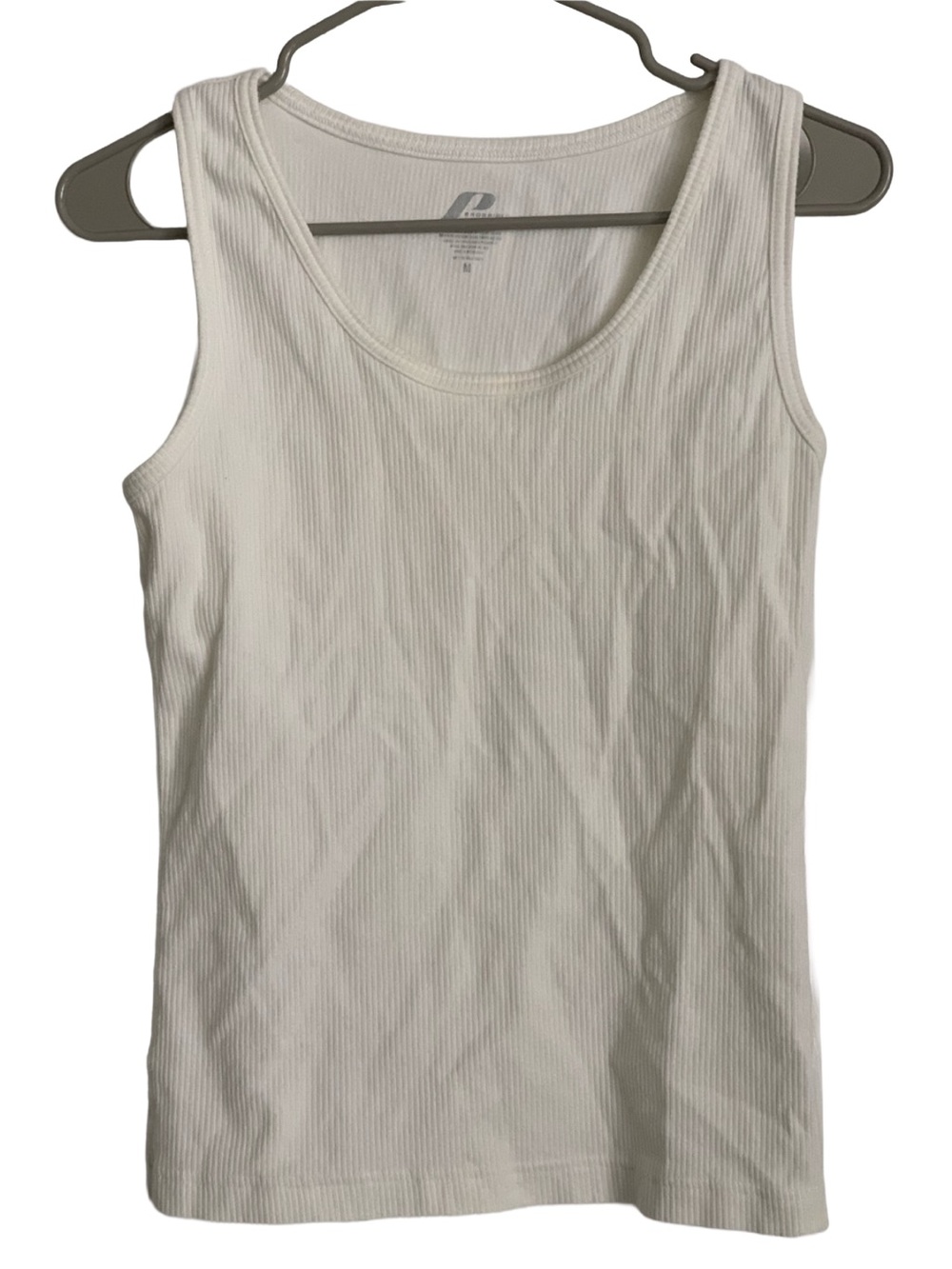 PROSPIRIT Women’s White Sleeveless Ribbed Cotton Spandex Tank Top